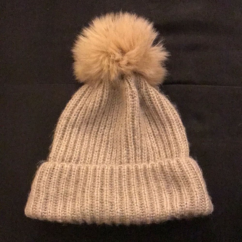 Tan Zara Pom Pom Beanie